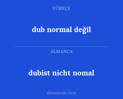 dub normal değil - dubist nicht nomal