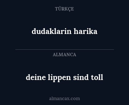 dudaklarin harika - deine lippen sind toll