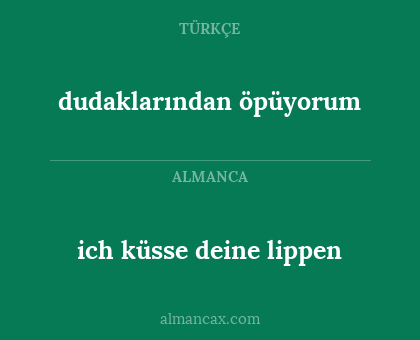 ich küsse deine lippen - dudaklarından öpüyorum