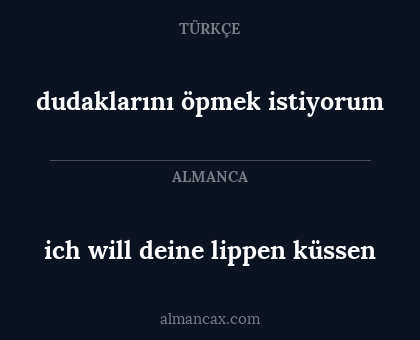 dudaklarını öpmek istiyorum - ich will deine lippen küssen