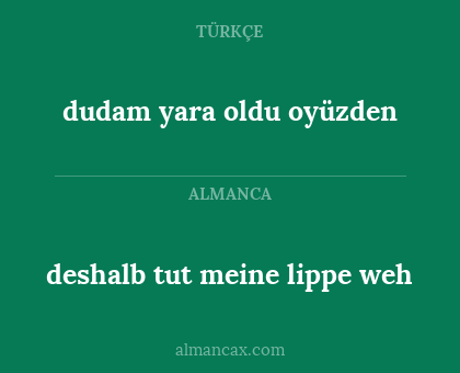 deshalb tut meine lippe weh - dudam yara oldu oyüzden