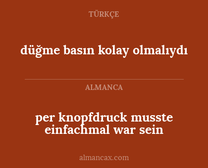 per knopfdruck musste einfachmal war sein - düğme basın kolay olmalıydı