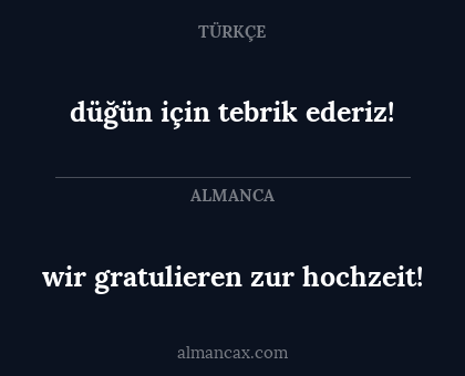 wir gratulieren zur hochzeit! - düğün için tebrik ederiz!
