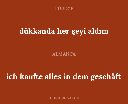 ich kaufte alles in dem geschäft - dükkanda her şeyi aldım
