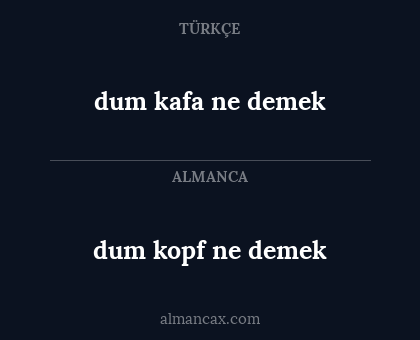 dum kafa ne demek - dum kopf ne demek