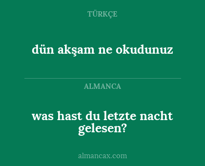 dün akşam ne okudunuz - was hast du letzte nacht gelesen?