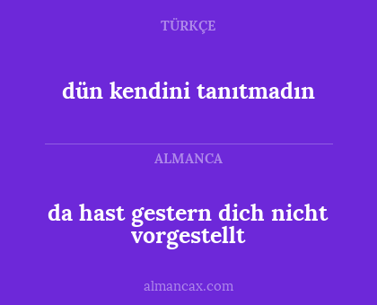 da hast gestern dich nicht vorgestellt - dün kendini tanıtmadın