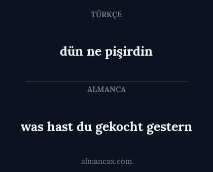 dün ne pişirdin - was hast du gekocht gestern