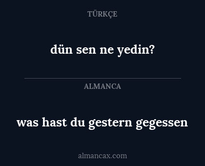 was hast du gestern gegessen - dün sen ne yedin?