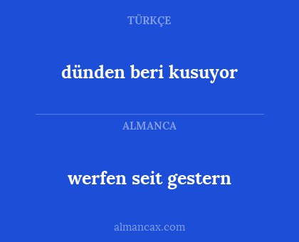 werfen seit gestern - dünden beri kusuyor