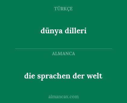 dünya dilleri - die sprachen der welt