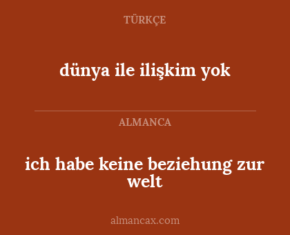 ich habe keine beziehung zur welt - dünya ile ilişkim yok