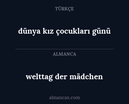welttag der mädchen - dünya kız çocukları günü