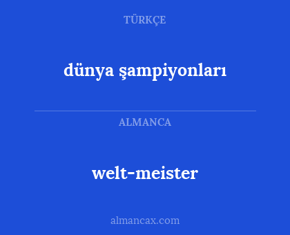 dünya şampiyonları - welt-meister