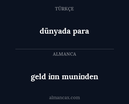 dünyada para - geld i̇n muni̇den