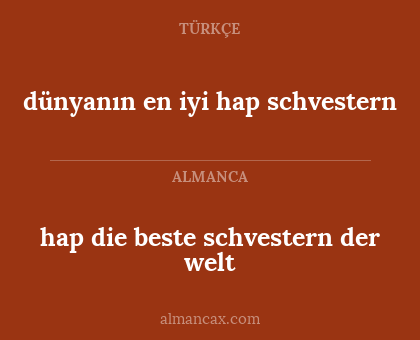 dünyanın en iyi hap schvestern - hap die beste schvestern der welt