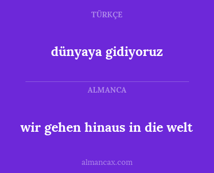wir gehen hinaus in die welt - dünyaya gidiyoruz