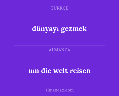 dünyayı gezmek - um die welt reisen