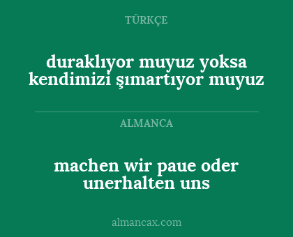 duraklıyor muyuz yoksa kendimizi şımartıyor muyuz - machen wir paue oder unerhalten uns