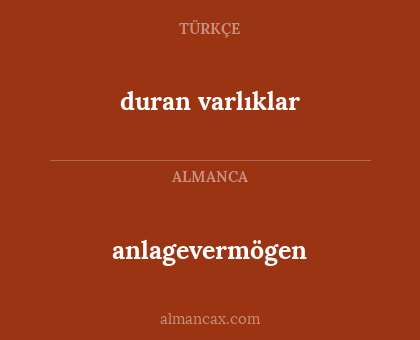 duran varlıklar - anlagevermögen