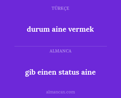 durum aine vermek - gib einen status aine