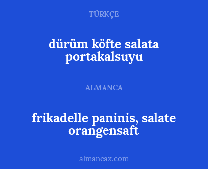 dürüm köfte salata portakalsuyu - frikadelle paninis, salate orangensaft