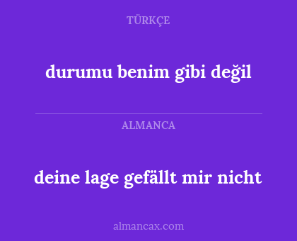 deine lage gefällt mir nicht - durumu benim gibi değil