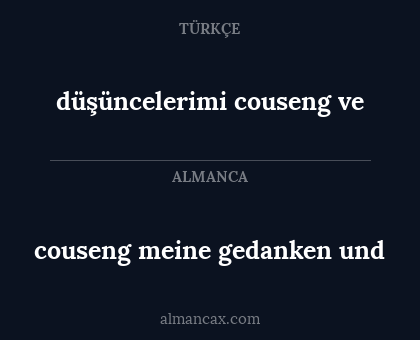 düşüncelerimi couseng ve - couseng meine gedanken und
