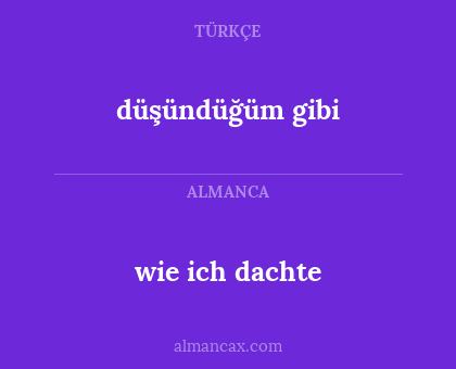 wie ich dachte - düşündüğüm gibi