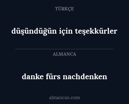 düşündüğün için teşekkürler - danke fürs nachdenken