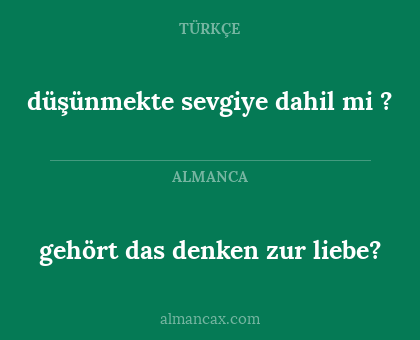 gehört das denken zur liebe? - düşünmekte sevgiye dahil mi ?