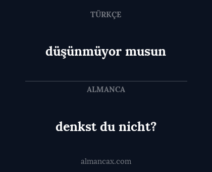 düşünmüyor musun - denkst du nicht?