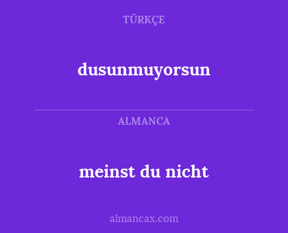 meinst du nicht - dusunmuyorsun