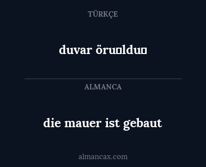 die mauer ist gebaut - duvar örüldü