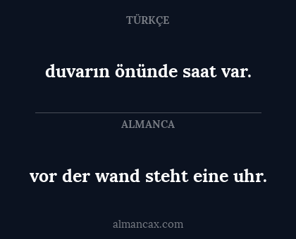 vor der wand steht eine uhr. - duvarın önünde saat var.