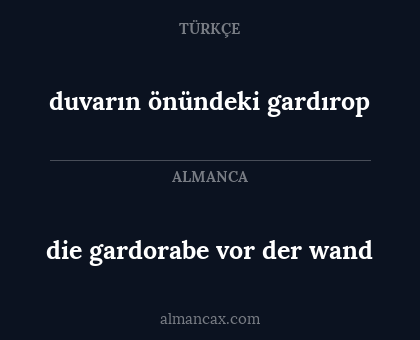 die gardorabe vor der wand - duvarın önündeki gardırop