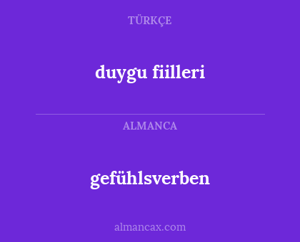 gefühlsverben - duygu fiilleri