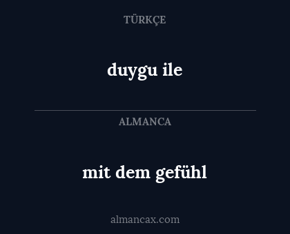 mit dem gefühl - duygu ile