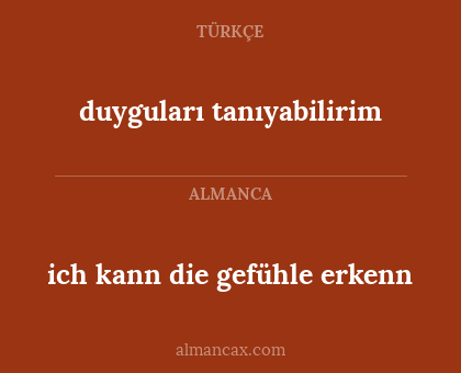 ich kann die gefühle erkenn - duyguları tanıyabilirim