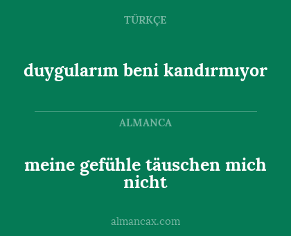 duygularım beni kandırmıyor - meine gefühle täuschen mich nicht