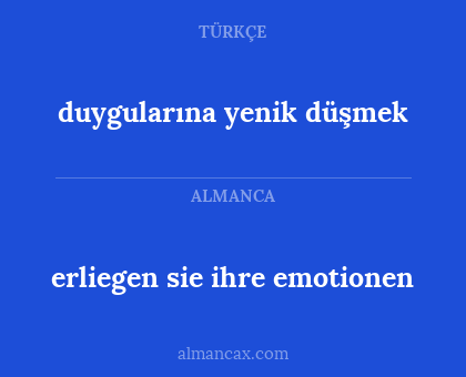 erliegen sie ihre emotionen - duygularına yenik düşmek