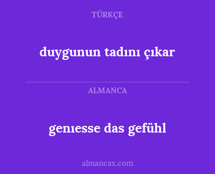 genıesse das gefühl - duygunun tadını çıkar