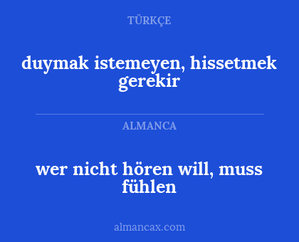 wer nicht hören will, muss fühlen - duymak istemeyen, hissetmek gerekir