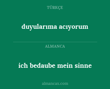 ich bedaube mein sinne - duyularıma acıyorum