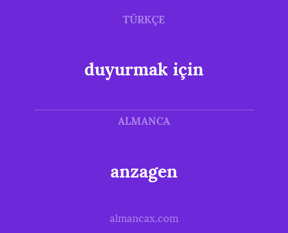 anzagen - duyurmak için