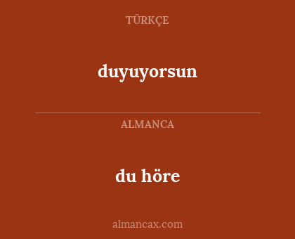 du höre - duyuyorsun