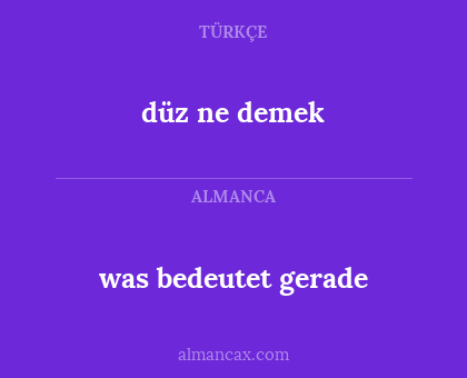 düz ne demek - was bedeutet gerade