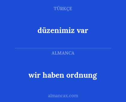 düzenimiz var - wir haben ordnung