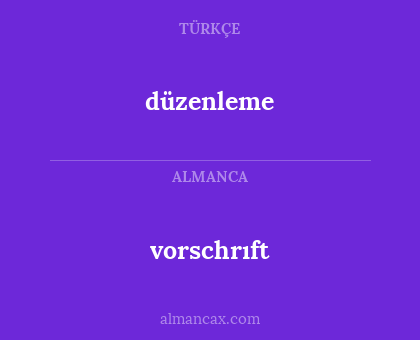 düzenleme - vorschrıft