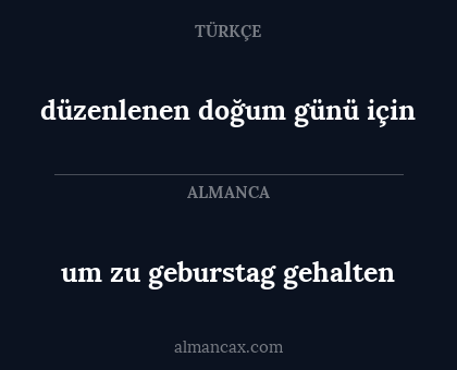 düzenlenen doğum günü için - um zu geburstag gehalten